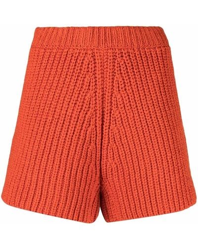 Alanui Chunky-knit Shorts - Orange