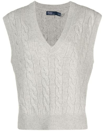 Polo Ralph Lauren Chaleco de punto de ochos - Gris