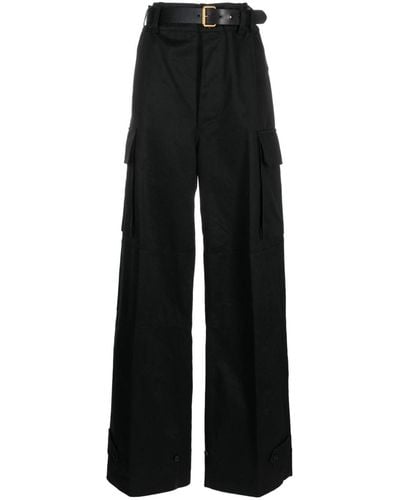 Saint Laurent Pantalon en coton à poches cargo - Noir