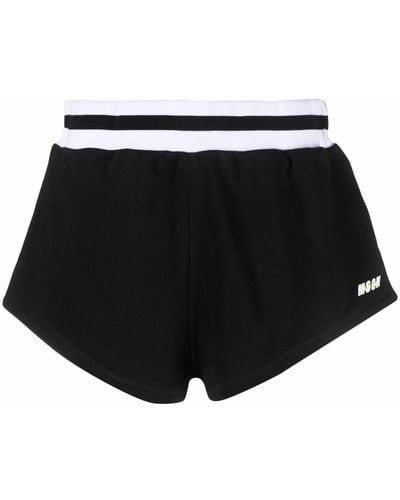 MSGM Pantalones cortos de chándal con logo estampado - Negro