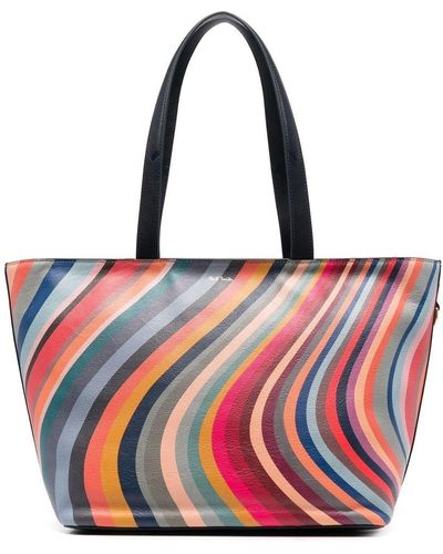 Paul Smith Swirl Print Leather Tote Bag - Red