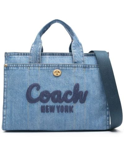 COACH Cargo 42 Logo-embroidered Denim Tote Bag - Blue