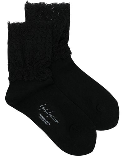 Yohji Yamamoto Calcetines con bordado de encaje - Negro