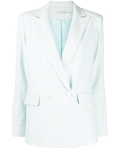 Alice + Olivia Justin Houndstooth-pattern Double-breasted Blazer - Blue