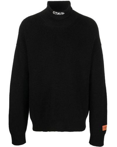 Heron Preston Стиль-embroidered Roll-neck Sweater - Black