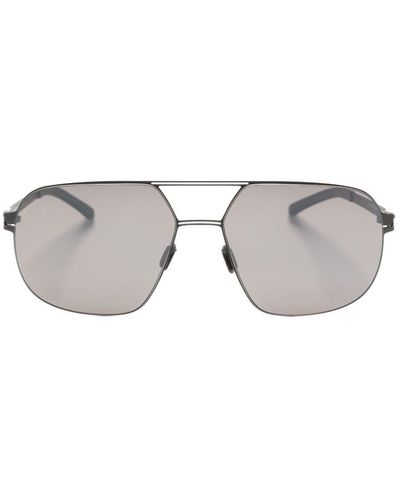 Mykita Lunettes de soleil teintées à monture pilote - Gris