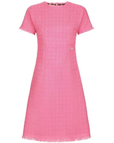 Dolce & Gabbana ショートスリーブ ツイードミニドレス - ピンク