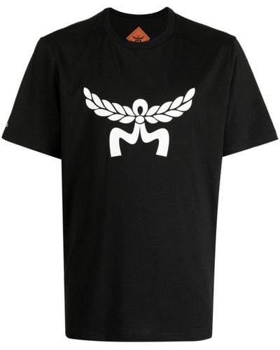 MCM T-shirt en coton biologique à logo Laurel - Noir