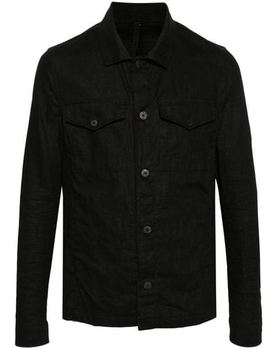 Poeme Bohemien Classic-collar Linen Shirt Jacket - Black