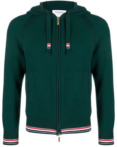 Thom Browne Cashmere Knitted Zip-up Hoodie - Green