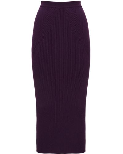 Alexander McQueen Ribbed-knit Pencil Skirt - Purple