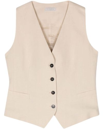 Antonelli V-neck Buttoned Waiscoat - Natural