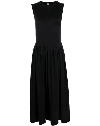 Totême Mouwloze Katoenen Midi-jurk - Zwart