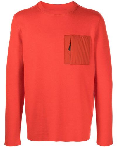 Aztech Mountain Chest Patch Pocket Sweater - Orange