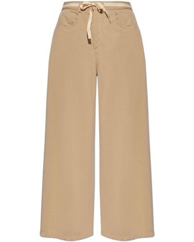 MM6 by Maison Martin Margiela Belted Cotton Palazzo Trousers - Natural