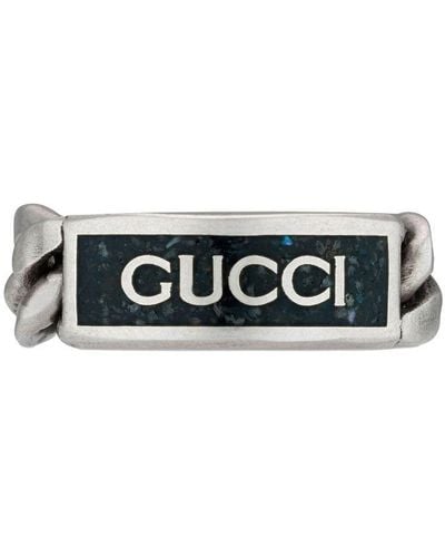 Gucci Logo Plaque Chain Ring - White