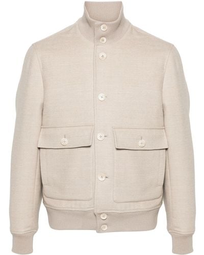 Brunello Cucinelli High-neck Wool Jacket - Natural