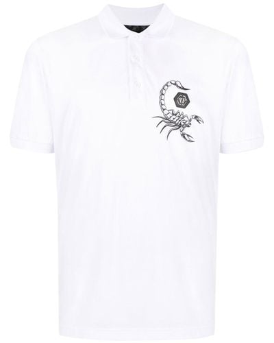 Philipp Plein Poloshirt mit Skorpion-Print - Weiß