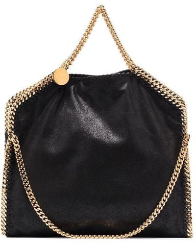 Stella McCartney Large Black Gold Falabella Tote Bag - Zwart