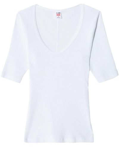 RE/DONE Camiseta con cuello redondo - Blanco