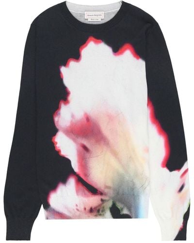 Alexander McQueen Solarised Flower-print Cotton Sweatshirt - Pink