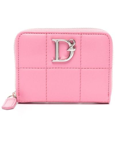 DSquared² Logo-plaque Quilted Wallet - Pink