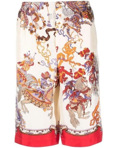 Gucci Gerade geschnittene Shorts aus Seiden-Twill mit Print - Mehrfarbig