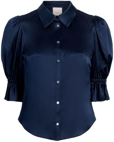 Cinq À Sept Fiona Puff-sleeves Silk Blouse - Blue