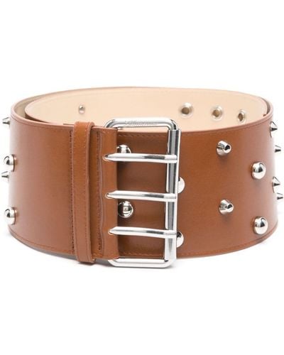 Blumarine Spike Stud-embellished Leather Belt - Brown