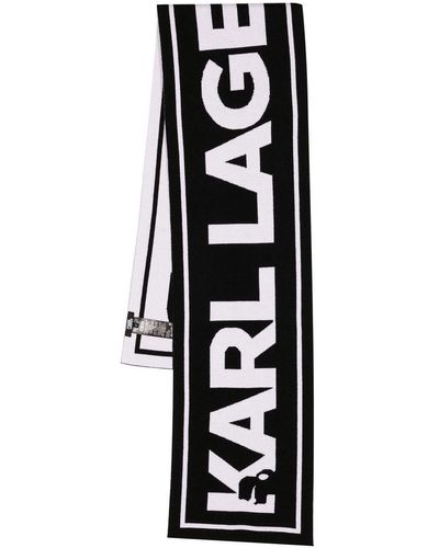 Karl Lagerfeld Kessential Logo-knit Scarf - Black