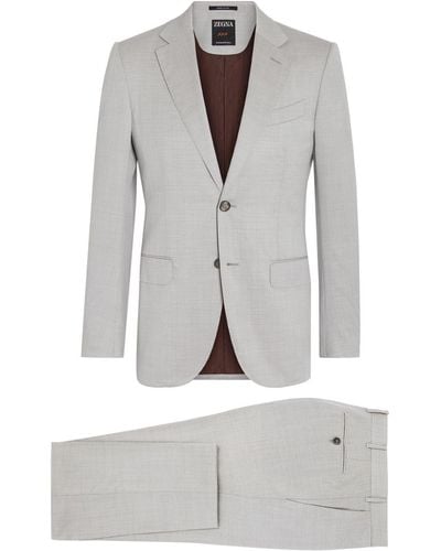 Zegna Centoventimila Single-breasted Wool Suit - Grey