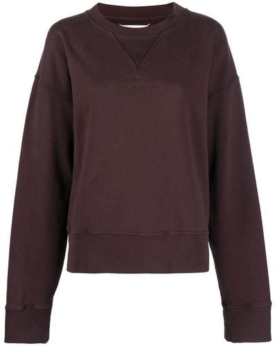 Maison Margiela Crew-neck Organic-cotton Sweatshirt - Purple