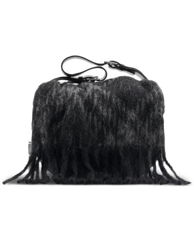 Burberry Medium Blanket Leather Shoulder Bag - Black