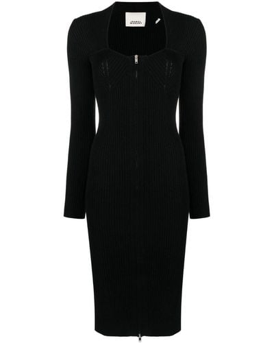 Isabel Marant Zael Wool-blend Midi Dress - Black