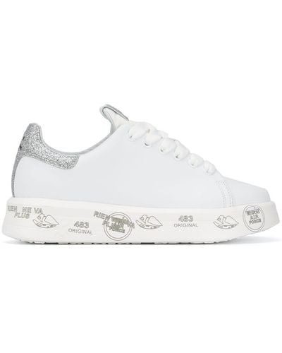 Premiata Belle Glitter Flatform Sneakers - White