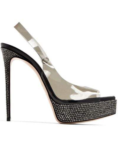 Le Silla Divina crystal-embellished slingback sandals - Metallizzato