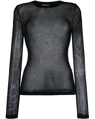P.A.R.O.S.H. Fishnet Knitted Top - Black