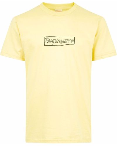 Supreme X Kaws Chalk Logo T-shirt - Yellow
