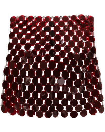 Rabanne Minirock mit runden Plättchen - Rot