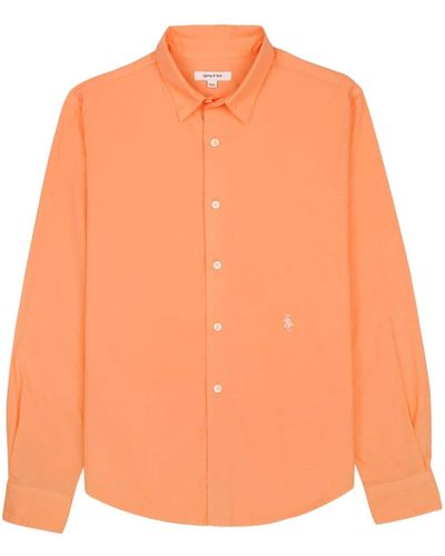 Sporty & Rich Src Logo-embroidered Cotton Shirt - Orange