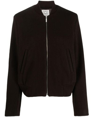 Totême Tailored Wool Blend Flight Jacket - Black