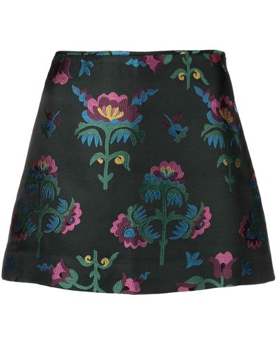 Cynthia Rowley Floral-jacquard Mini Skirt - Green