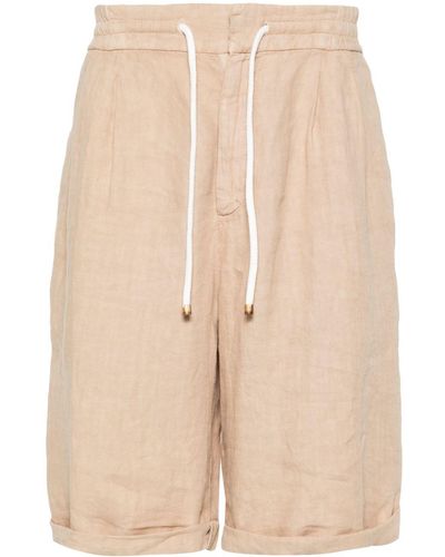 Brunello Cucinelli Interlock-twill Linen Shorts - Natural