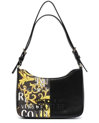 Versace Graphic Logo Print Shoulder Bag - Black