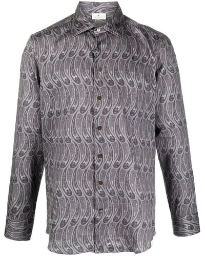 Etro Overhemd Met Paisley-print - Grijs