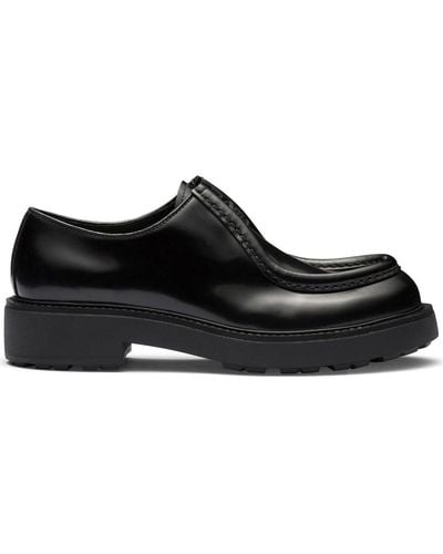 Prada Zapatos con cordones y efecto cepillado - Negro