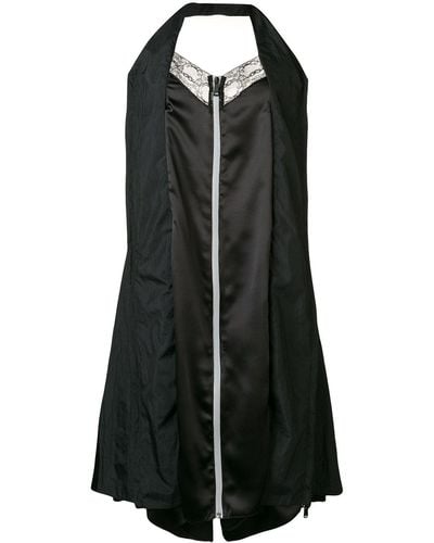 Maison Margiela Zip Front Halter Slip Dress - Black