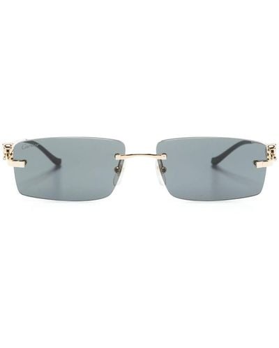 Cartier Panther Rectangle-frame Sunglasses - Grey