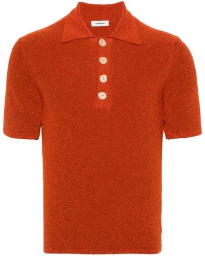 Sandro Terry-knit Polo Shirt - Orange