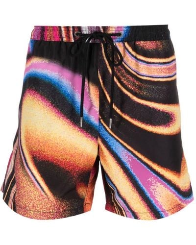 Ksubi Badeshorts mit abstraktem Print - Rot